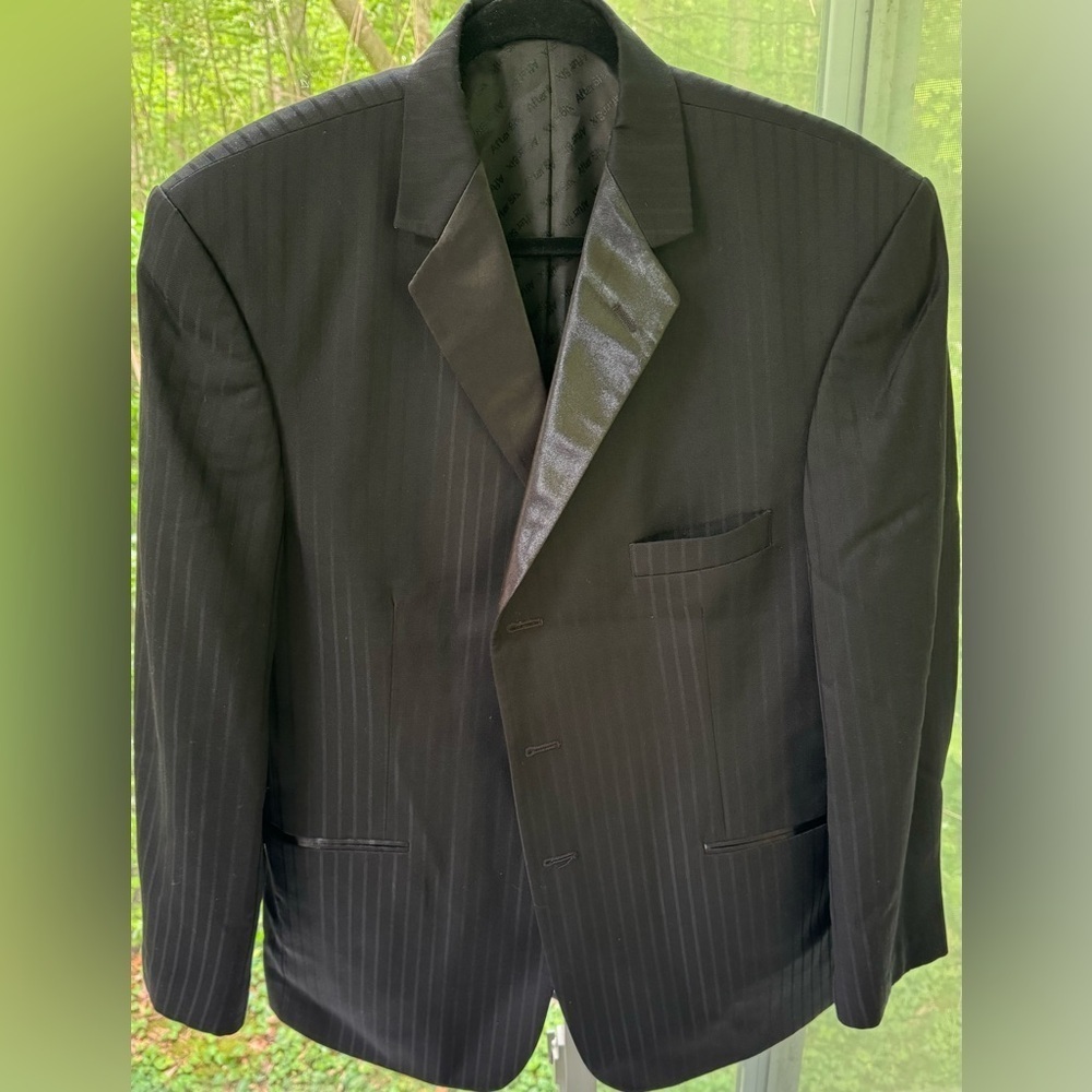 After Six Men’s 42S Formal 3Button Black Blazer 100% Horsted Wool, single breast